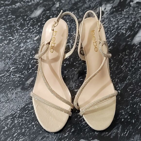 BRAND NEW BEBE STRAPPY HIGH HEEL STILETTOS RHINESTONES STRAP SANDAL - Picture 2 of 13